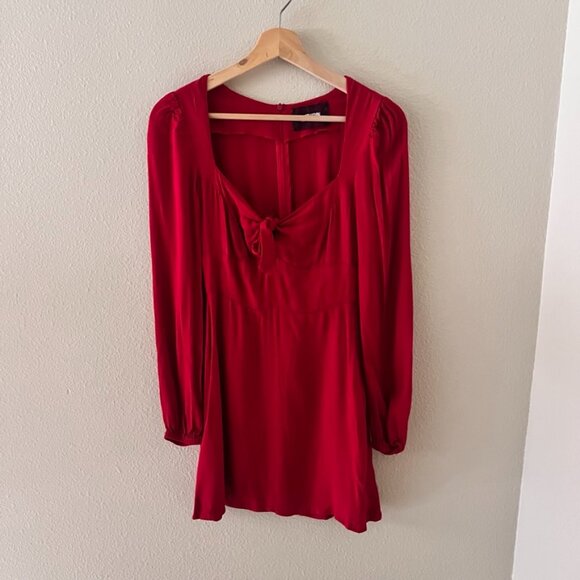 Reformation Valentine Red Sweetheart Chest Tie Mini Dress US 2 - Picture 2 of 7